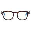 Tom Ford - Blue Block Round Opticals - Occhiali da Vista Rotondi - Havana Scuro - FT5836-B