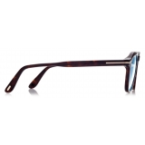 Tom Ford - Blue Block Round Opticals - Occhiali da Vista Rotondi - Havana Scuro - FT5836-B