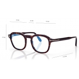 Tom Ford - Blue Block Round Opticals - Round Optical Glasses - Dark Havana - FT5836-B