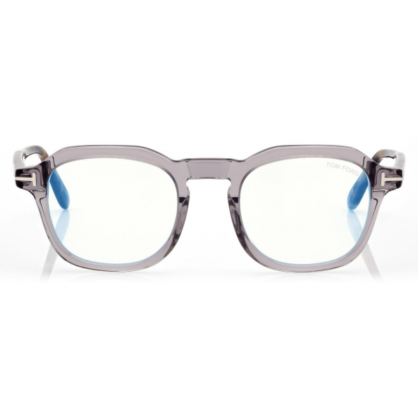 Tom Ford - Blue Block Round Opticals - Occhiali da Vista Rotondi - Grigio - FT5836-B