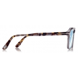 Tom Ford - Blue Block Round Opticals - Occhiali da Vista Rotondi - Grigio - FT5836-B