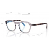 Tom Ford - Blue Block Round Opticals - Occhiali da Vista Rotondi - Grigio - FT5836-B