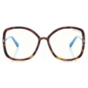 Tom Ford - Blue Block Butterfly Opticals - Butterfly Optical Glasses - Dark Havana - FT5845-B