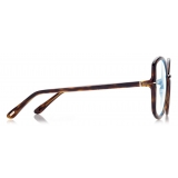 Tom Ford - Blue Block Butterfly Opticals - Occhiali da Vista a Farfalla - Havana Scuro - FT5845-B