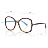 Tom Ford - Blue Block Butterfly Opticals - Occhiali da Vista a Farfalla - Havana Scuro - FT5845-B