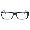 Tom Ford - Blue Block Rectangular Opticals - Occhiali da Vista Rettangolare - Nero - FT5835-B