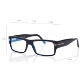 Tom Ford - Blue Block Rectangular Opticals - Occhiali da Vista Rettangolare - Nero - FT5835-B