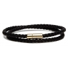 Viola Milano - Bracciale in Pelle Italiana a Doppio Intreccio - Nero - Handmade in Italy - Luxury Exclusive Collection