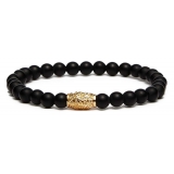 Viola Milano - Gemstone 6 MM Bracelet I Gold Tube - Matte Black - Handmade in Italy - Luxury Exclusive Collection