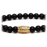 Viola Milano - Gemstone 6 MM Bracelet I Gold Tube - Matte Black - Handmade in Italy - Luxury Exclusive Collection
