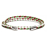 Viola Milano - Double Braided Mix-Tone Italian Leather Bracelet - Italian Flag - Handmade in Italy - Luxury Exclusive Collection
