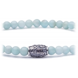 Viola Milano - Natural 4 mm Gemstone Bracelet - Amazonite - Handmade in Italy - Luxury Exclusive Collection