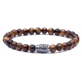 Viola Milano - Natural 6 mm Gemstone Bracelet - Tiger Eye - Handmade in Italy - Luxury Exclusive Collection