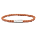 Viola Milano - Braided Italian Leather Bracelet - Polo Brown - Handmade in Italy - Luxury Exclusive Collection