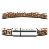 Viola Milano - Stingray Genuine Italian Leather Bracelet - Coffee - Handmade in Italy - Luxury Exclusive Collection