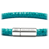 Viola Milano - Stingray Genuine Italian Leather Bracelet - Turquoise - Handmade in Italy - Luxury Exclusive Collection