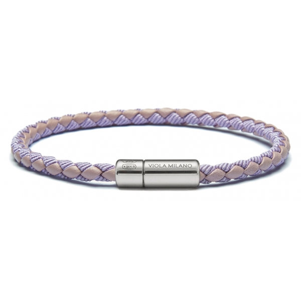 Viola Milano - Braided Genuine Italian Leather Bracelet - Purple Mix - Handmade in Italy - Luxury Exclusive Collection