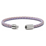 Viola Milano - Braided Genuine Italian Leather Bracelet - Purple Mix - Handmade in Italy - Luxury Exclusive Collection