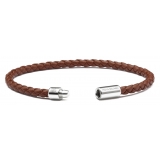 Viola Milano - Braided Italian Leather Bracelet - Chocolate - Handmade in Italy - Luxury Exclusive Collection