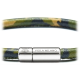 Viola Milano - Genuine Italian Leather Bracelet - Forest Camo - Handmade in Italy - Luxury Exclusive Collection