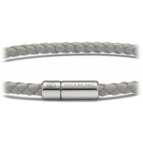 Viola Milano - Braided Italian Leather Bracelet - Grey - Handmade in Italy - Luxury Exclusive Collection