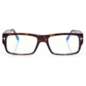 Tom Ford - Blue Block Rectangular Opticals - Occhiali da Vista Rettangolare - Havana Scuro - FT5835-B