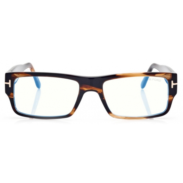 Tom Ford - Blue Block Rectangular Opticals - Occhiali da Vista Rettangolare - Havana Rosso - FT5835-B