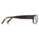 Tom Ford - Blue Block Rectangular Opticals - Occhiali da Vista Rettangolare - Havana Rosso - FT5835-B