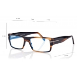 Tom Ford - Blue Block Rectangular Opticals - Occhiali da Vista Rettangolare - Havana Rosso - FT5835-B