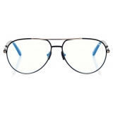 Tom Ford - Blue Block Pilot Opticals - Occhiali da Vista Pilota - Nero - FT5829-B