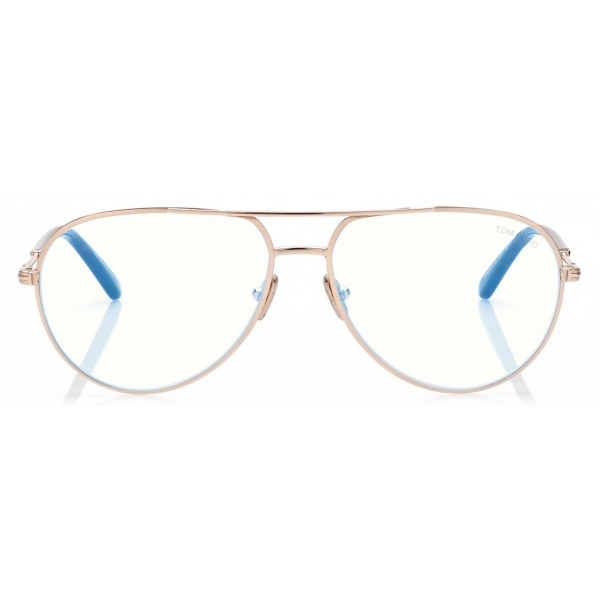 Tom Ford - Blue Block Pilot Opticals - Occhiali da Vista Pilota - Oro - FT5829-B