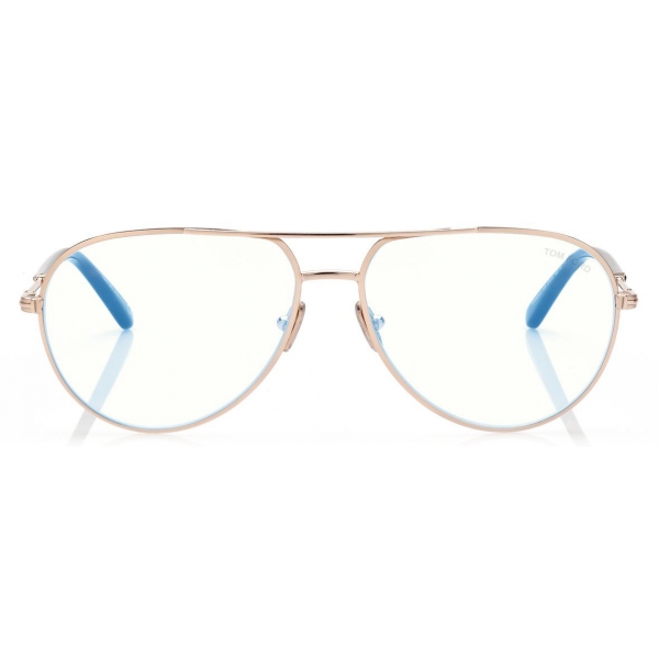 Tom Ford - Blue Block Pilot Opticals - Pilot Optical Glasses - Gold - FT5829-B
