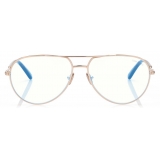 Tom Ford - Blue Block Pilot Opticals - Occhiali da Vista Pilota - Oro - FT5829-B