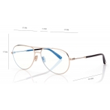 Tom Ford - Blue Block Pilot Opticals - Occhiali da Vista Pilota - Oro - FT5829-B