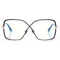 Tom Ford - Blue Block Butterfly Opticals - Occhiali da Vista a Farfalla - Nero - FT5841-B