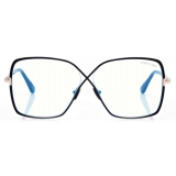 Tom Ford - Blue Block Butterfly Opticals - Occhiali da Vista a Farfalla - Nero - FT5841-B