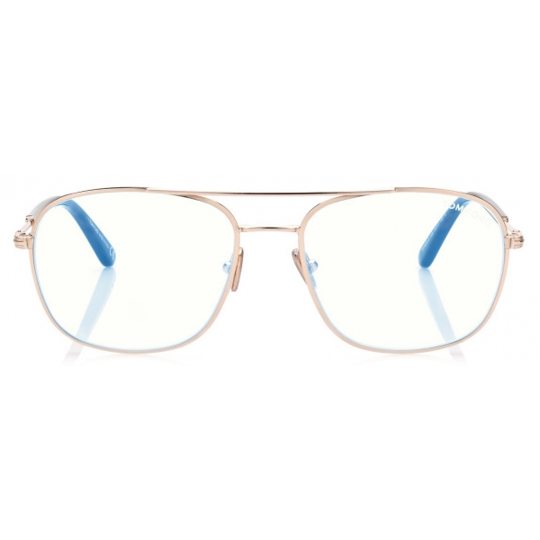 Tom Ford - Blue Block Navigator Opticals - Occhiali da Vista Navigatore - Oro - FT5830-B