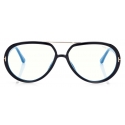 Tom Ford - Blue Block Pilot Opticals - Occhiali da Vista Pilota - Nero - FT5838-B