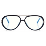 Tom Ford - Blue Block Pilot Opticals - Occhiali da Vista Pilota - Nero - FT5838-B