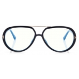 Tom Ford - Blue Block Pilot Opticals - Pilot Optical Glasses - Black - FT5838-B