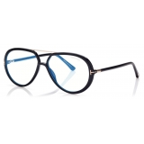 Tom Ford - Blue Block Pilot Opticals - Occhiali da Vista Pilota - Nero - FT5838-B