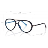 Tom Ford - Blue Block Pilot Opticals - Occhiali da Vista Pilota - Nero - FT5838-B