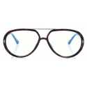 Tom Ford - Blue Block Pilot Opticals - Occhiali da Vista Pilota - Havana Scuro - FT5838-B