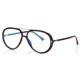 Tom Ford - Blue Block Pilot Opticals - Occhiali da Vista Pilota - Havana Scuro - FT5838-B