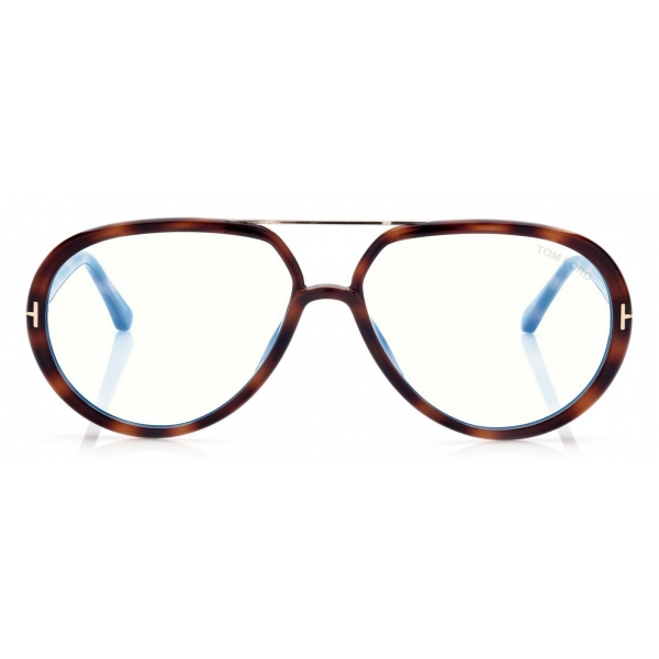 Tom Ford - Blue Block Pilot Opticals - Pilot Optical Glasses - Light Havana - FT5838-B