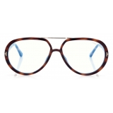 Tom Ford - Blue Block Pilot Opticals - Occhiali da Vista Pilota - Havana Chiaro - FT5838-B