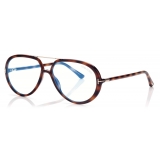 Tom Ford - Blue Block Pilot Opticals - Occhiali da Vista Pilota - Havana Chiaro - FT5838-B