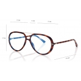 Tom Ford - Blue Block Pilot Opticals - Occhiali da Vista Pilota - Havana Chiaro - FT5838-B