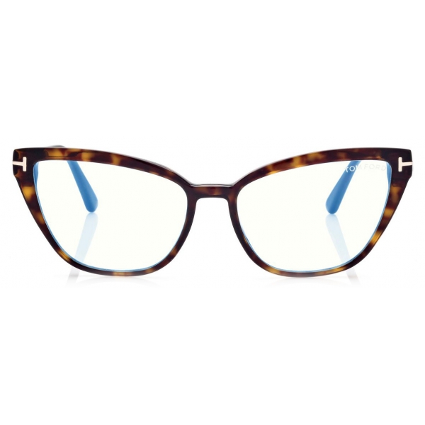 Tom Ford - Blue Block Cat Eye Opticals - Occhiali da Vista Cat Eye - Havana Scuro - FT5825-B