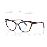 Tom Ford - Blue Block Cat Eye Opticals - Occhiali da Vista Cat Eye - Havana Scuro - FT5825-B